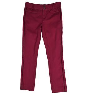 Anthropologie The Essential Slim Pants Size 2 Red Slim Fit Contrast Side Piping